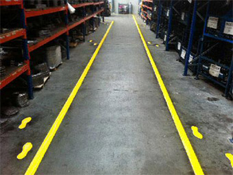 Warehouse OHS Customer, Worker Safety Zones, Walkways, Forklift Symbols
